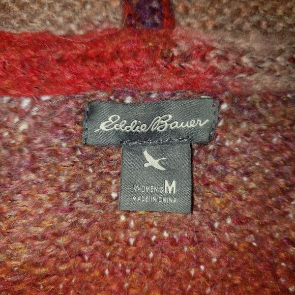 EDDIE BAUER Alpaca Wool Hooded Zip Front Cardigan Sweater Size Medium - Picture 3 of 7